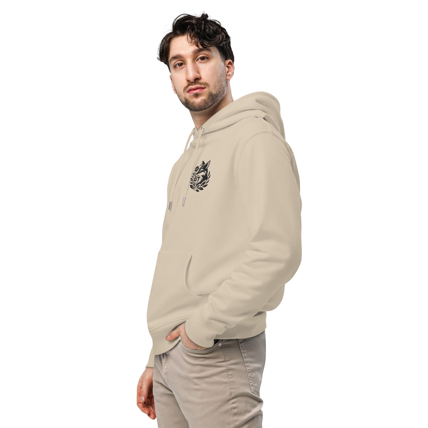 Sweat à capuche en coton biologique Fox in Bloom Black Edition