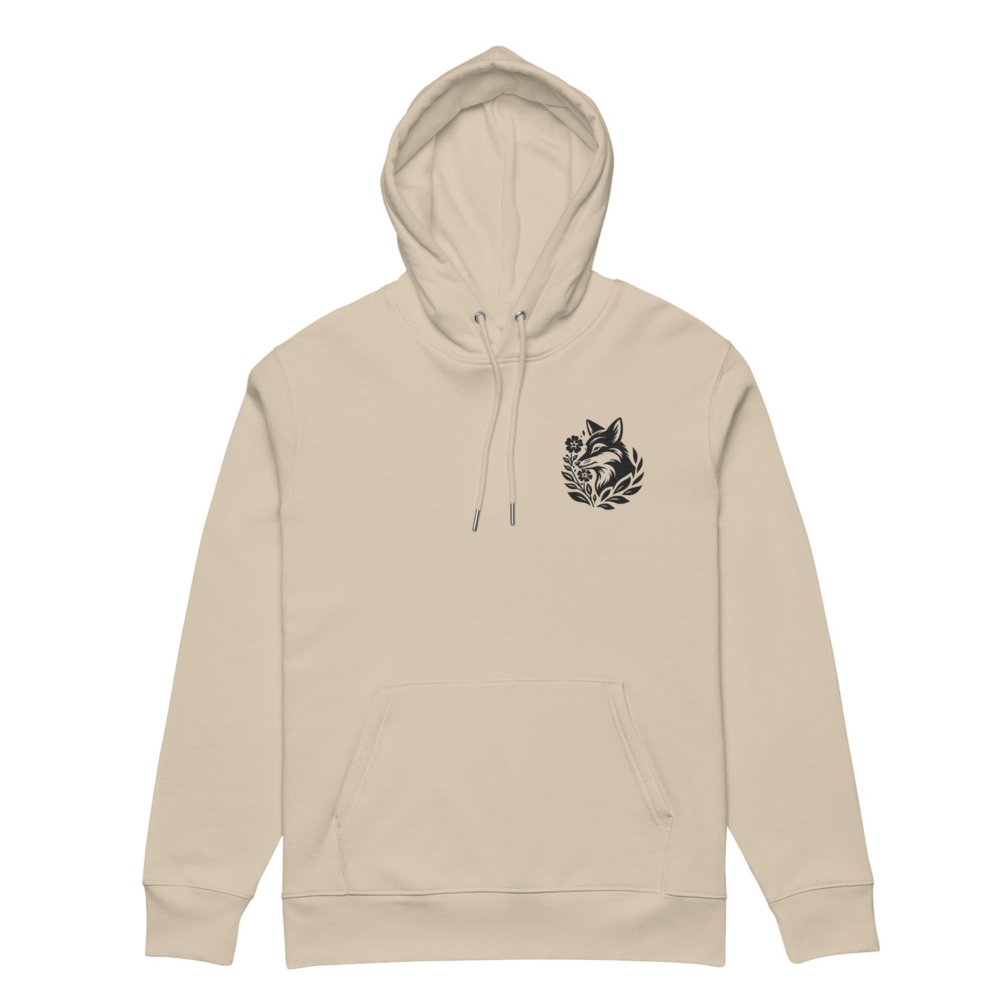 Sweat à capuche en coton biologique Fox in Bloom Black Edition
