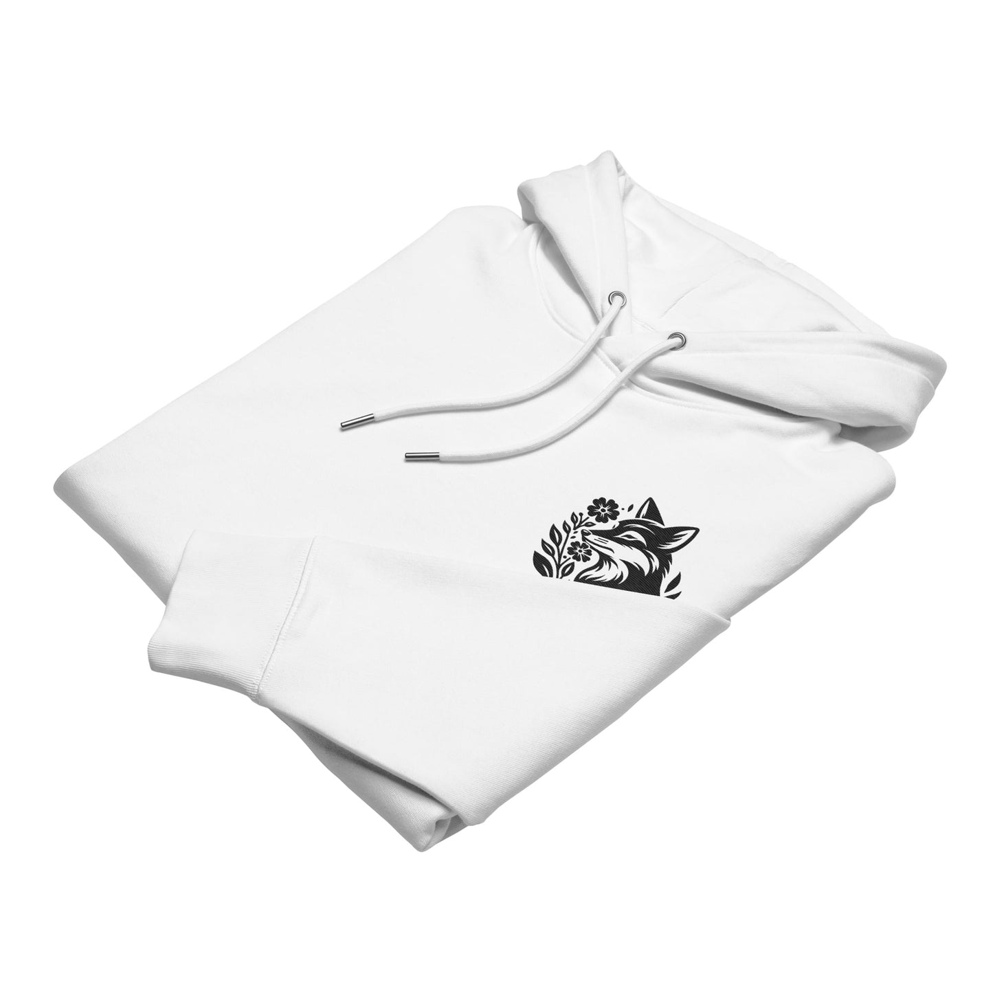 Sweat à capuche en coton biologique Fox in Bloom Black Edition